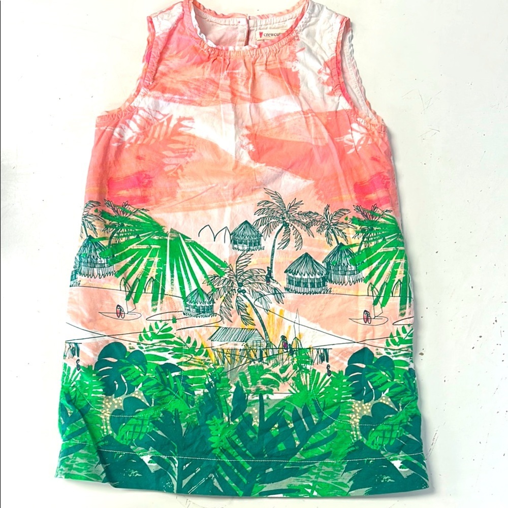 Crewcuts Pink and Green Tropical Kids Casual Dress